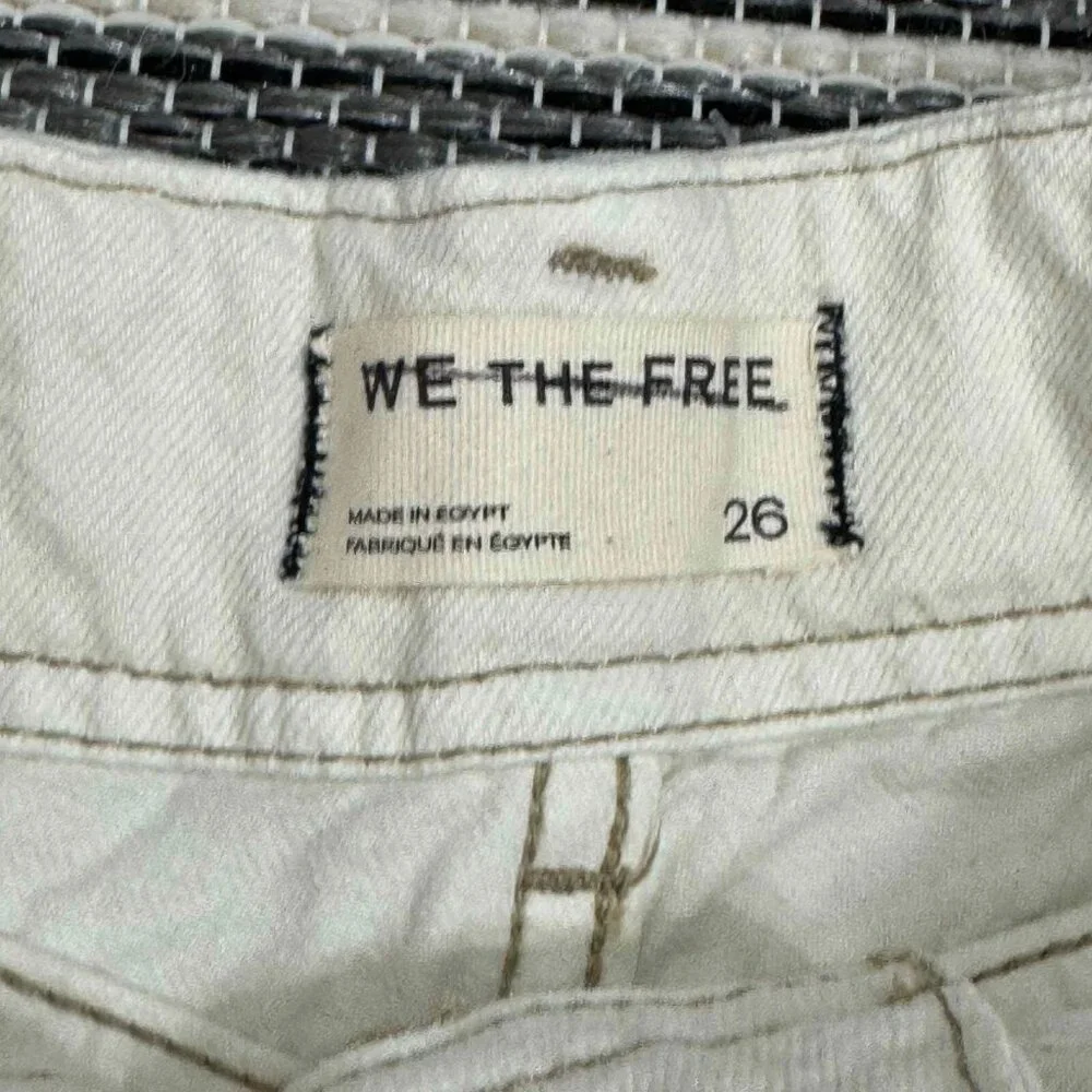 Free People We The Free Aster Straight Leg Jeans 100%‎ Cotton Cream Size 26